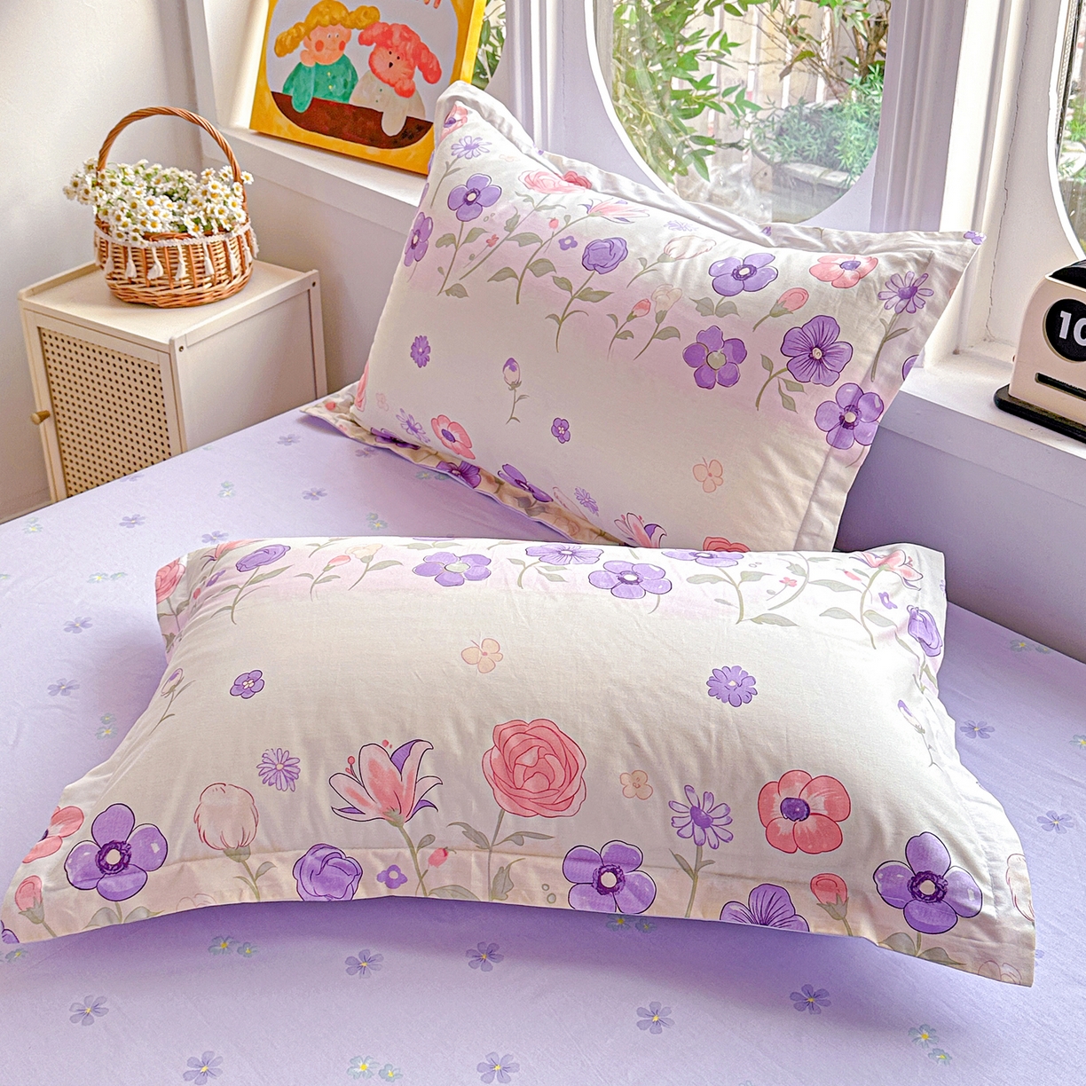 91家纺网 家纺一手货源 找家纺 佳汐蓝家纺 2026新款全棉纯棉加厚13376印花单品枕套 枕套单件 樱雪