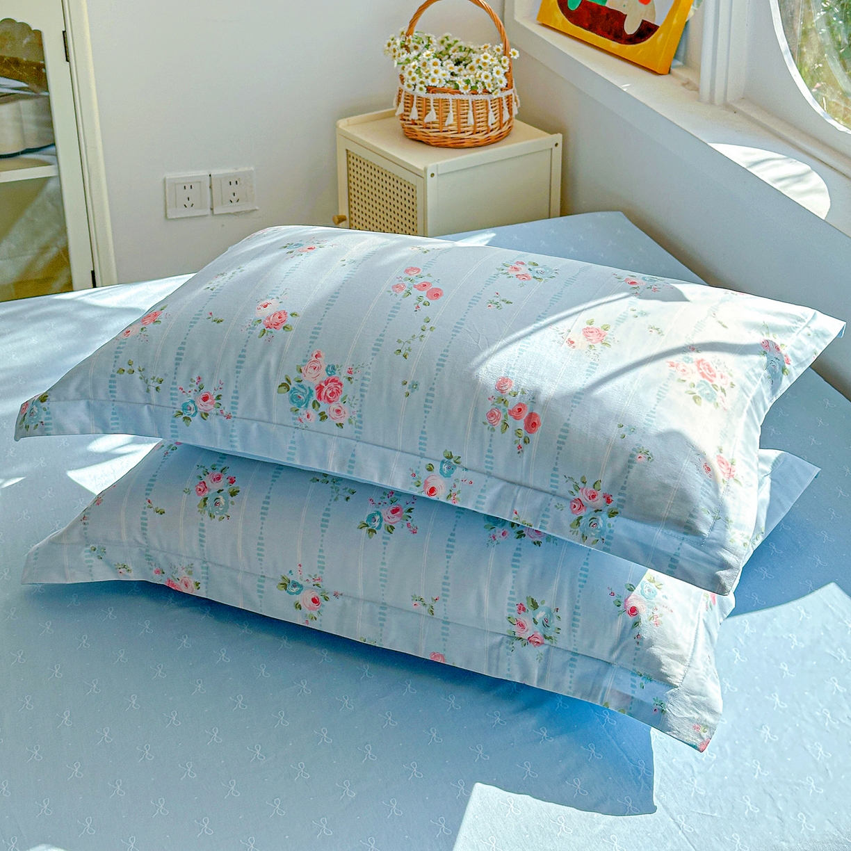 91家纺网 家纺一手货源 找家纺 佳汐蓝家纺 2026新款全棉纯棉加厚13376印花单品枕套 枕套单件 优朵蔓