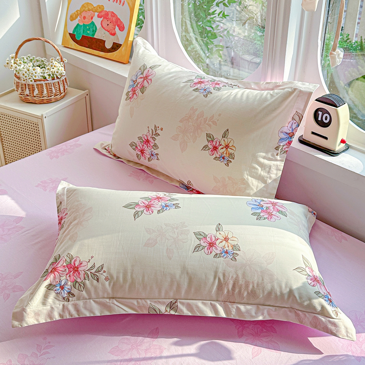 91家纺网 家纺一手货源 找家纺 佳汐蓝家纺 2026新款全棉纯棉加厚13376印花单品枕套 枕套单件 玉兰芬芳