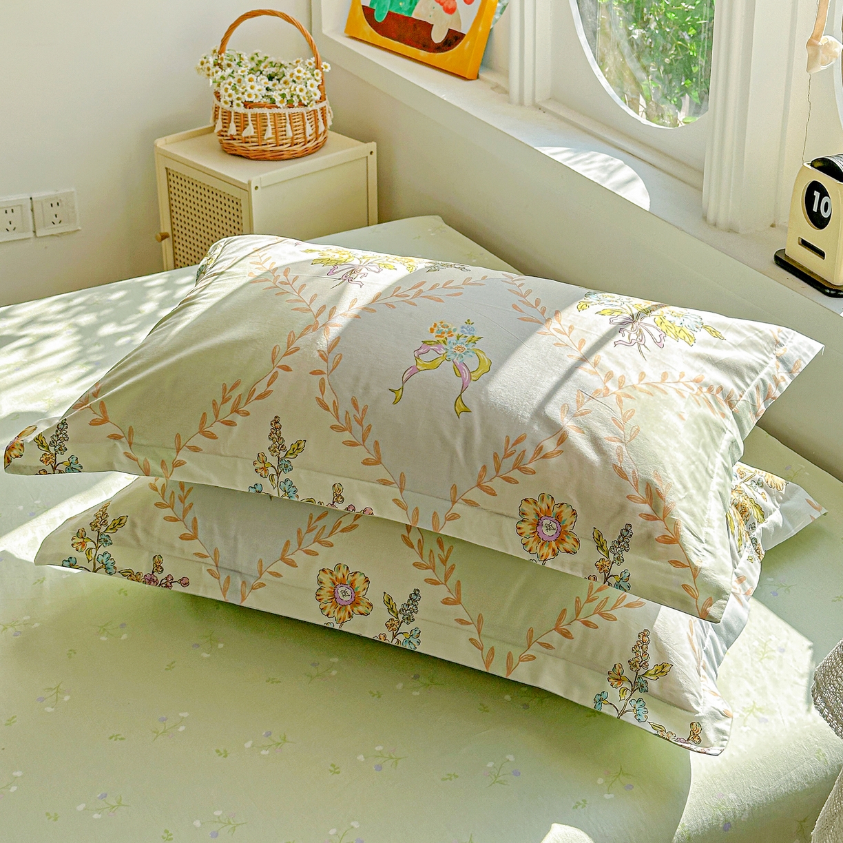 91家纺网 家纺一手货源 找家纺 佳汐蓝家纺 2026新款全棉纯棉加厚13376印花单品枕套 枕套单件 芷妍