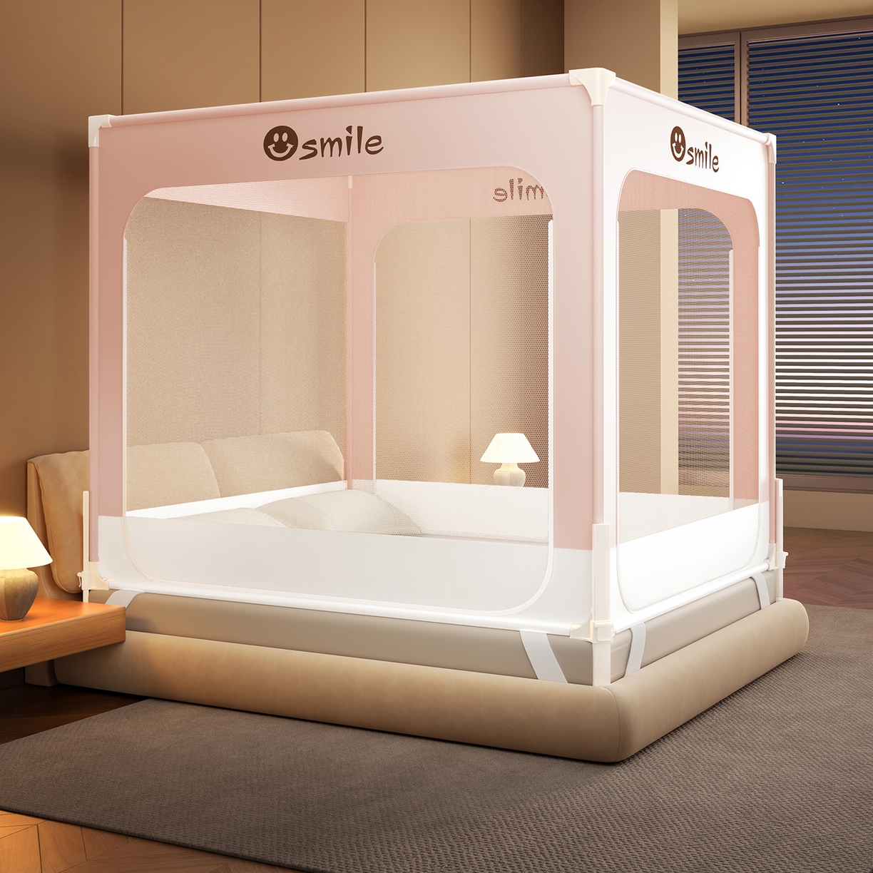 91家纺网 家纺一手货源 找家纺 （总）雪姿家纺 2026新款外穿杆三开u型门全底防摔蚊帐-星辰