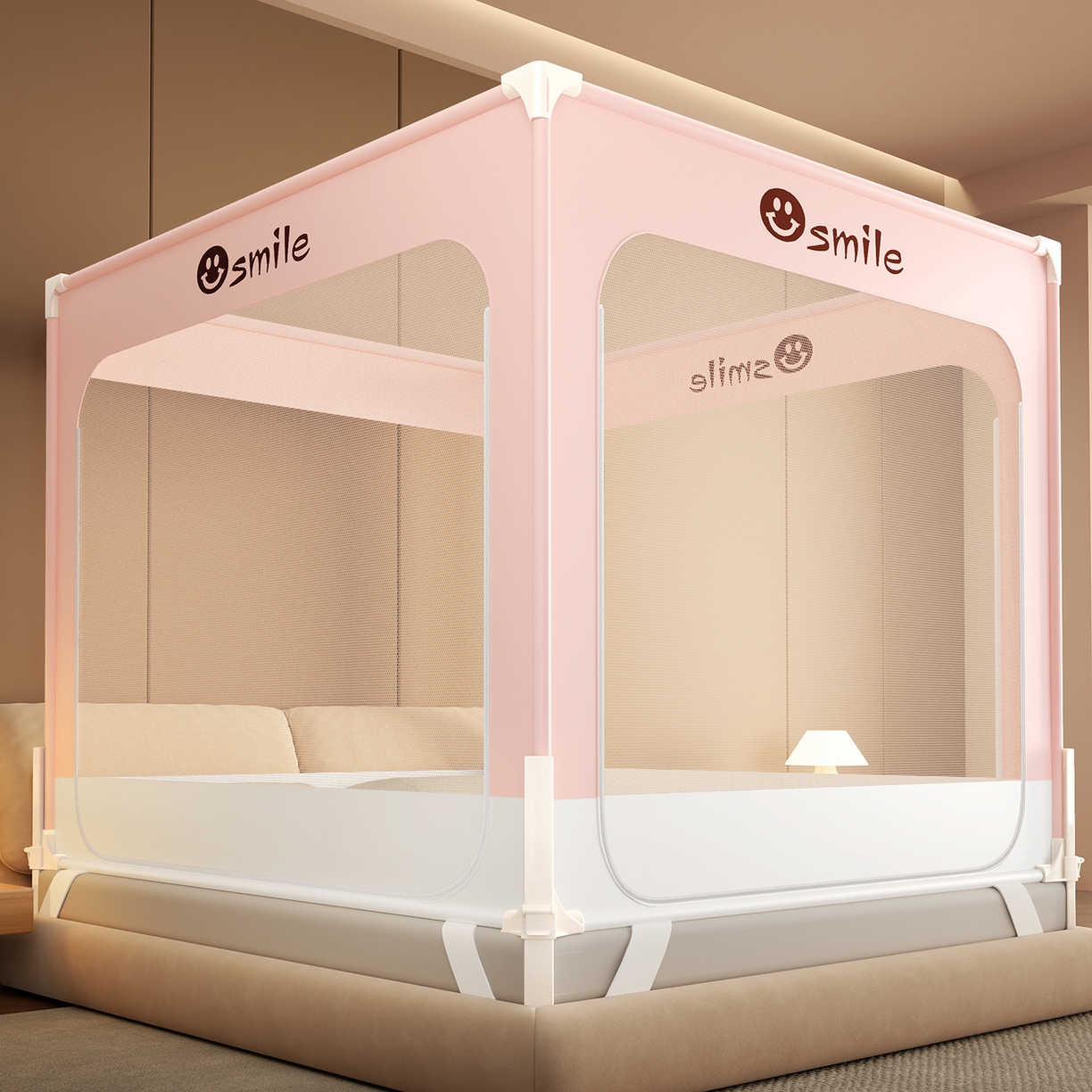 91家纺网 家纺一手货源 找家纺 （总）雪姿家纺 2026新款外穿杆三开u型门全底防摔蚊帐-星辰