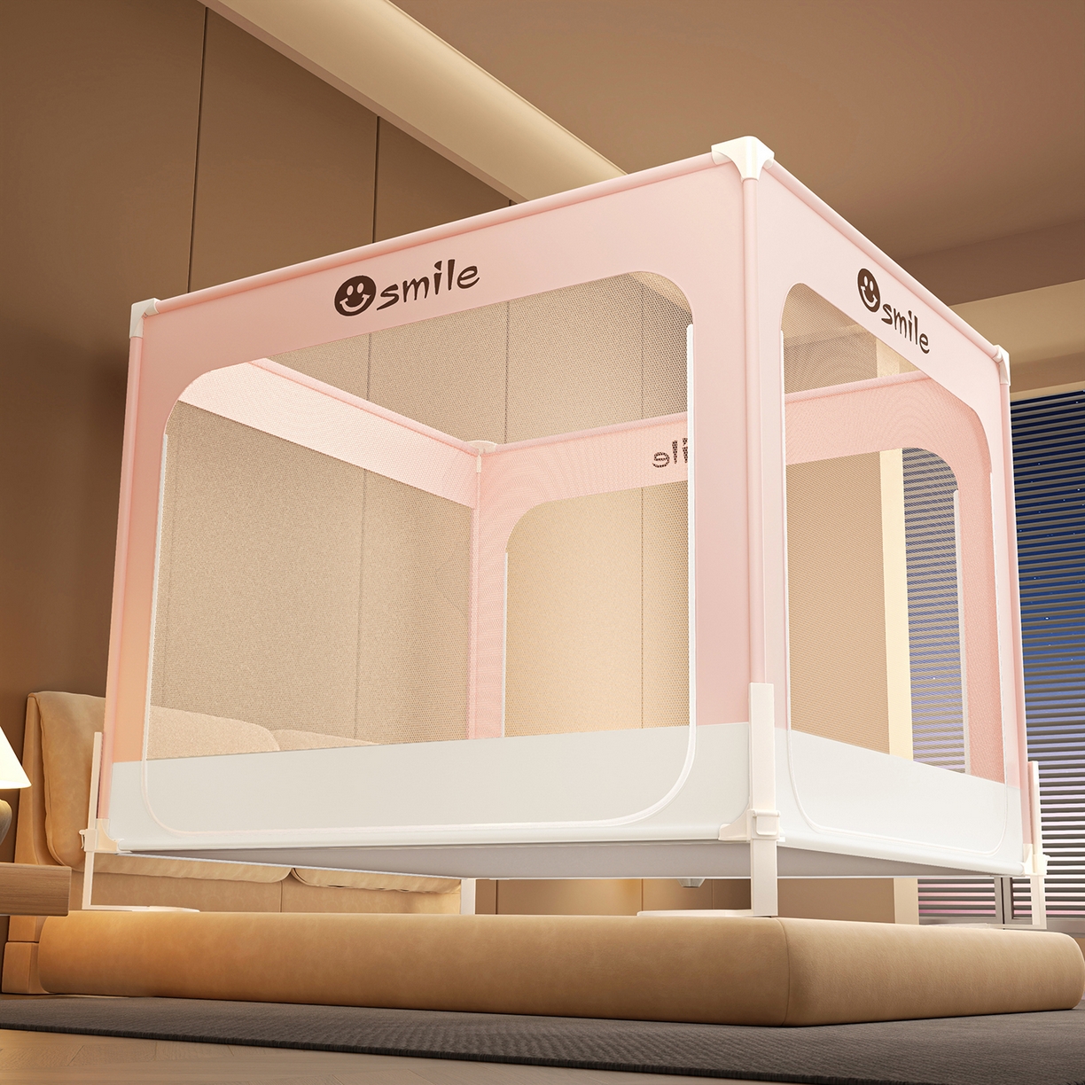 91家纺网 家纺一手货源 找家纺 （总）雪姿家纺 2026新款外穿杆三开u型门全底防摔蚊帐-星辰