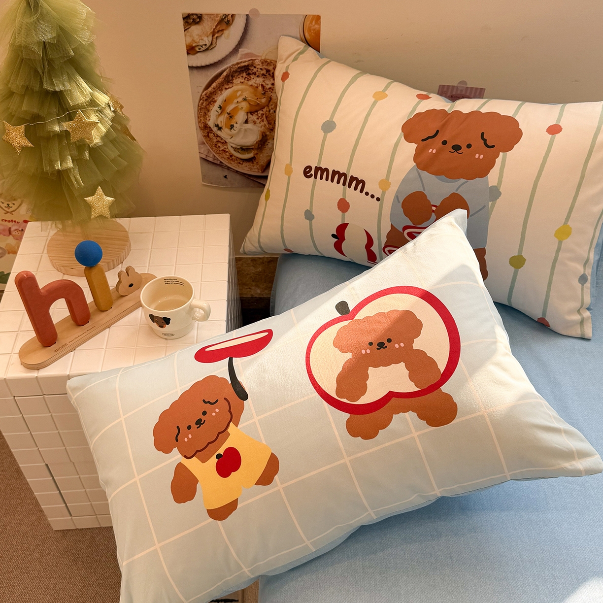 91家纺网 家纺一手货源 找家纺 麦田家纺 2026新款全棉13070数码印花四件套 苹果小狗