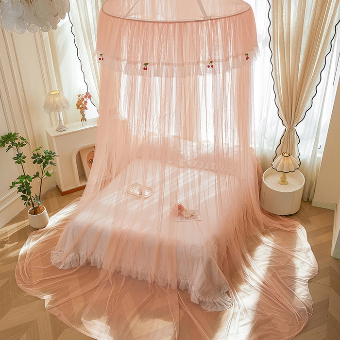 91家纺网 家纺一手货源 找家纺 （总）雪姿家纺 2026新款圆顶公主风落地蚊帐-樱之恋