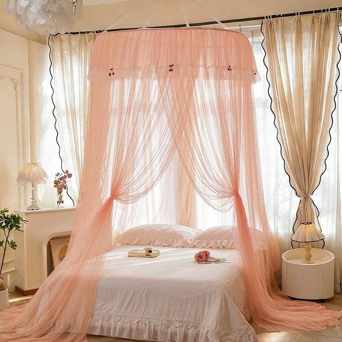 91家纺网 家纺一手货源 找家纺 （总）雪姿家纺 2026新款圆顶公主风落地蚊帐-樱之恋