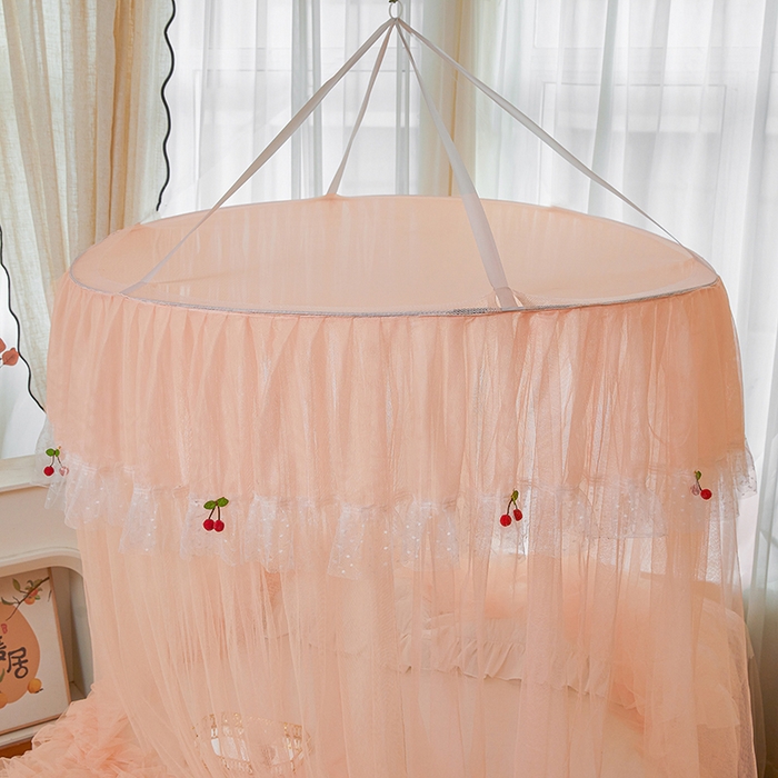 91家纺网 家纺一手货源 找家纺 雪姿家纺 2026新款圆顶公主风落地蚊帐-樱之恋 樱之恋-粉玉