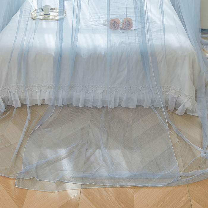 91家纺网 家纺一手货源 找家纺 雪姿家纺 2026新款圆顶公主风落地蚊帐-樱之恋 樱之恋-蓝灰