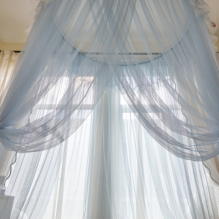 91家纺网 家纺一手货源 找家纺 雪姿家纺 2026新款圆顶公主风落地蚊帐-樱之恋 樱之恋-蓝灰