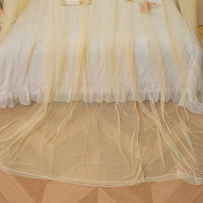 91家纺网 家纺一手货源 找家纺 雪姿家纺 2026新款圆顶公主风落地蚊帐-樱之恋 樱之恋-迷黄