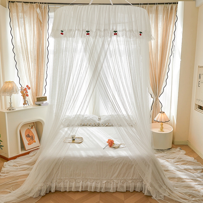 雪姿家纺 2026新款圆顶公主风落地蚊帐-樱之恋 樱之恋-雅白