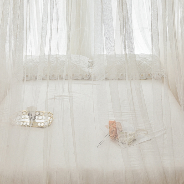 91家纺网 家纺一手货源 找家纺 雪姿家纺 2026新款圆顶公主风落地蚊帐-樱之恋 樱之恋-雅白