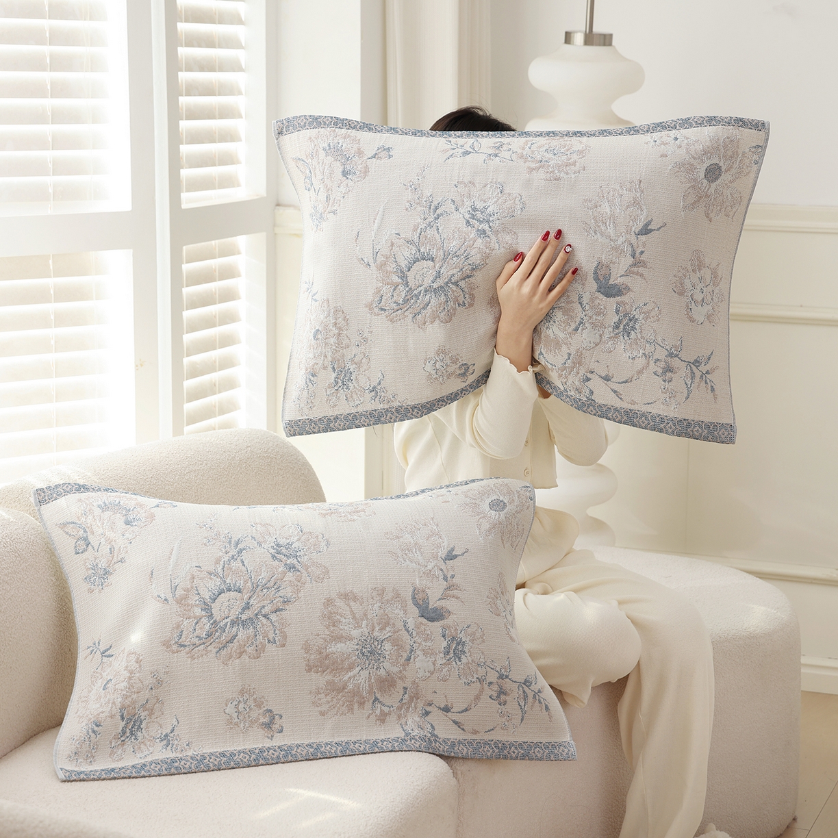 91家纺网 家纺一手货源 找家纺 （总）朴尔家纺-毛巾被 2026新品多彩棉素雅色织提花纯棉纱布枕巾