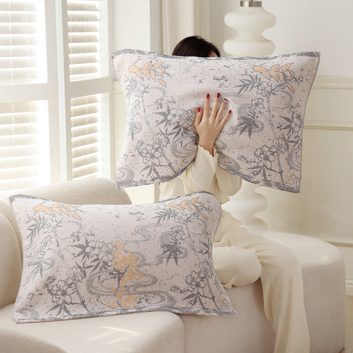 91家纺网 家纺一手货源 找家纺 （总）朴尔家纺-毛巾被 2026新品多彩棉素雅色织提花纯棉纱布枕巾