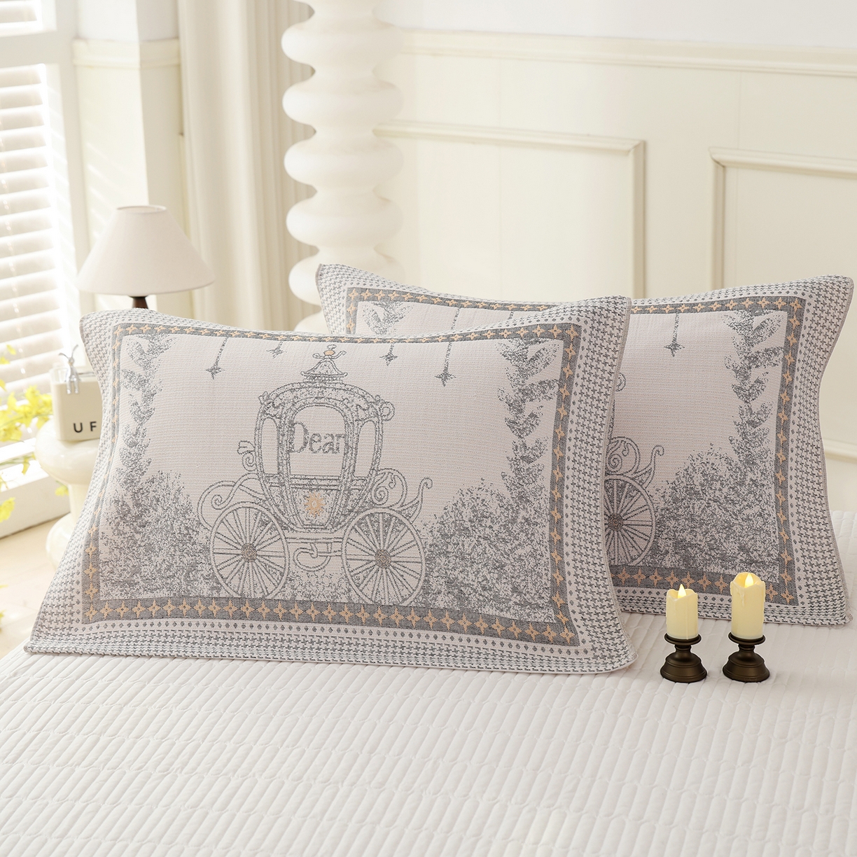 91家纺网 家纺一手货源 找家纺 朴尔家纺-毛巾被 2026新品多彩棉素雅色织提花纯棉纱布枕巾 贝蒂