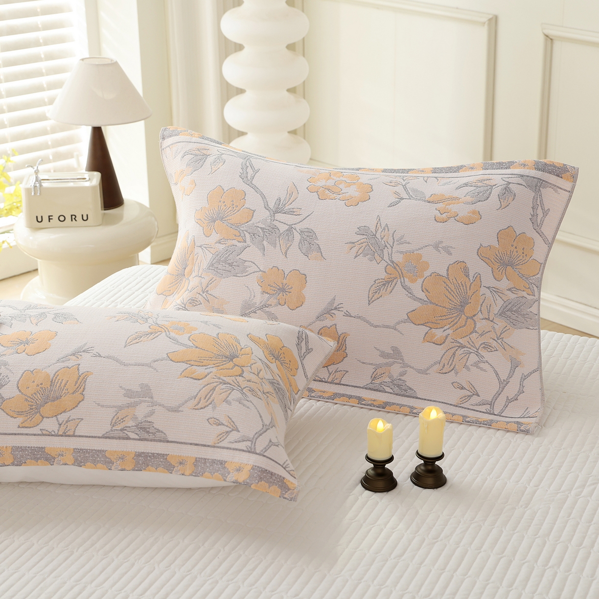 91家纺网 家纺一手货源 找家纺 朴尔家纺-毛巾被 2026新品多彩棉素雅色织提花纯棉纱布枕巾 沉香