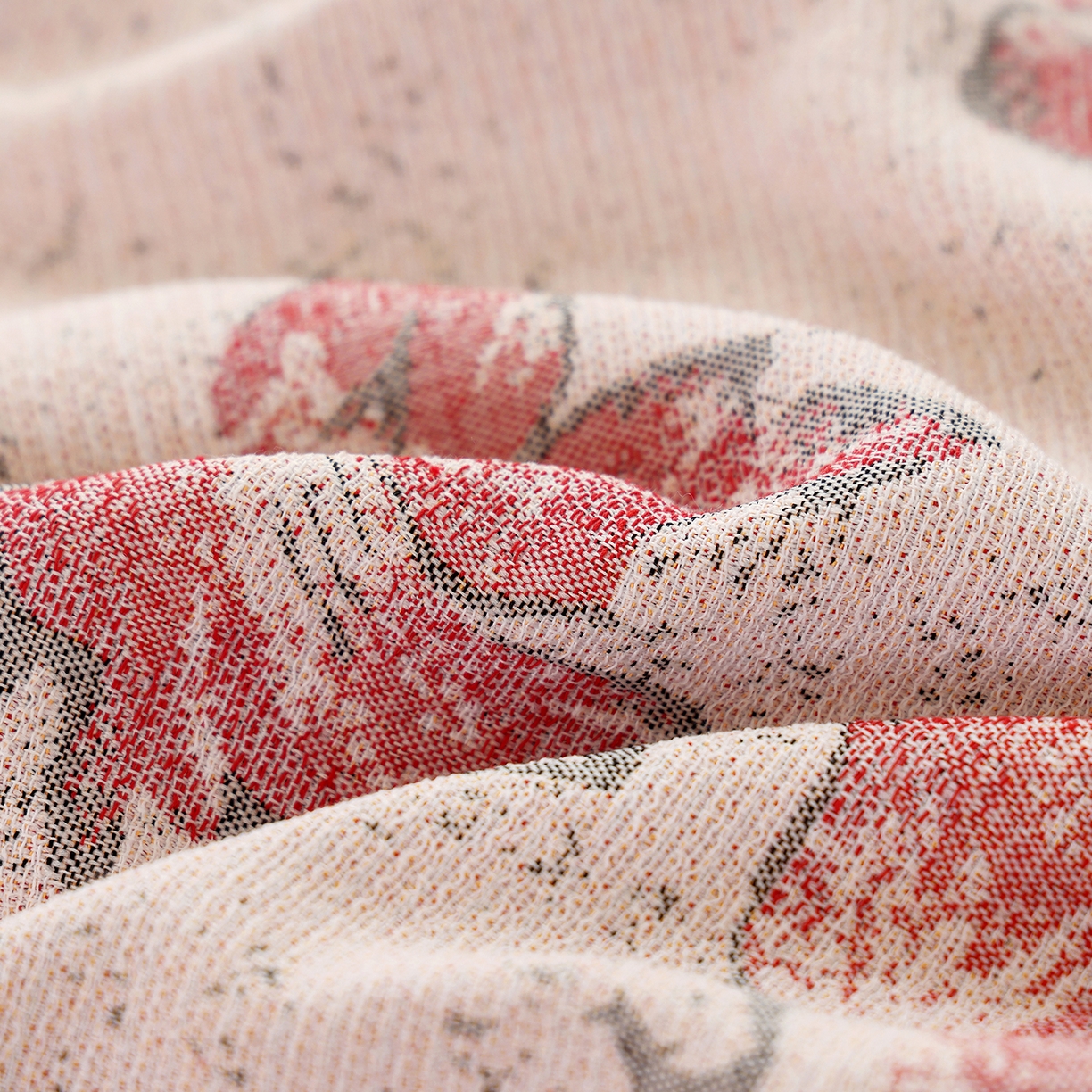 91家纺网 家纺一手货源 找家纺 朴尔家纺-毛巾被 2026新品多彩棉素雅色织提花纯棉纱布枕巾 红莲絮语