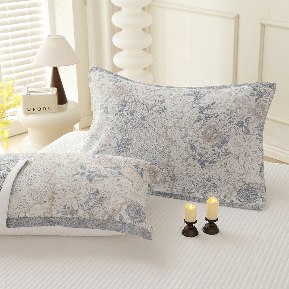 91家纺网 家纺一手货源 找家纺 朴尔家纺-毛巾被 2026新品多彩棉素雅色织提花纯棉纱布枕巾 瑞莎