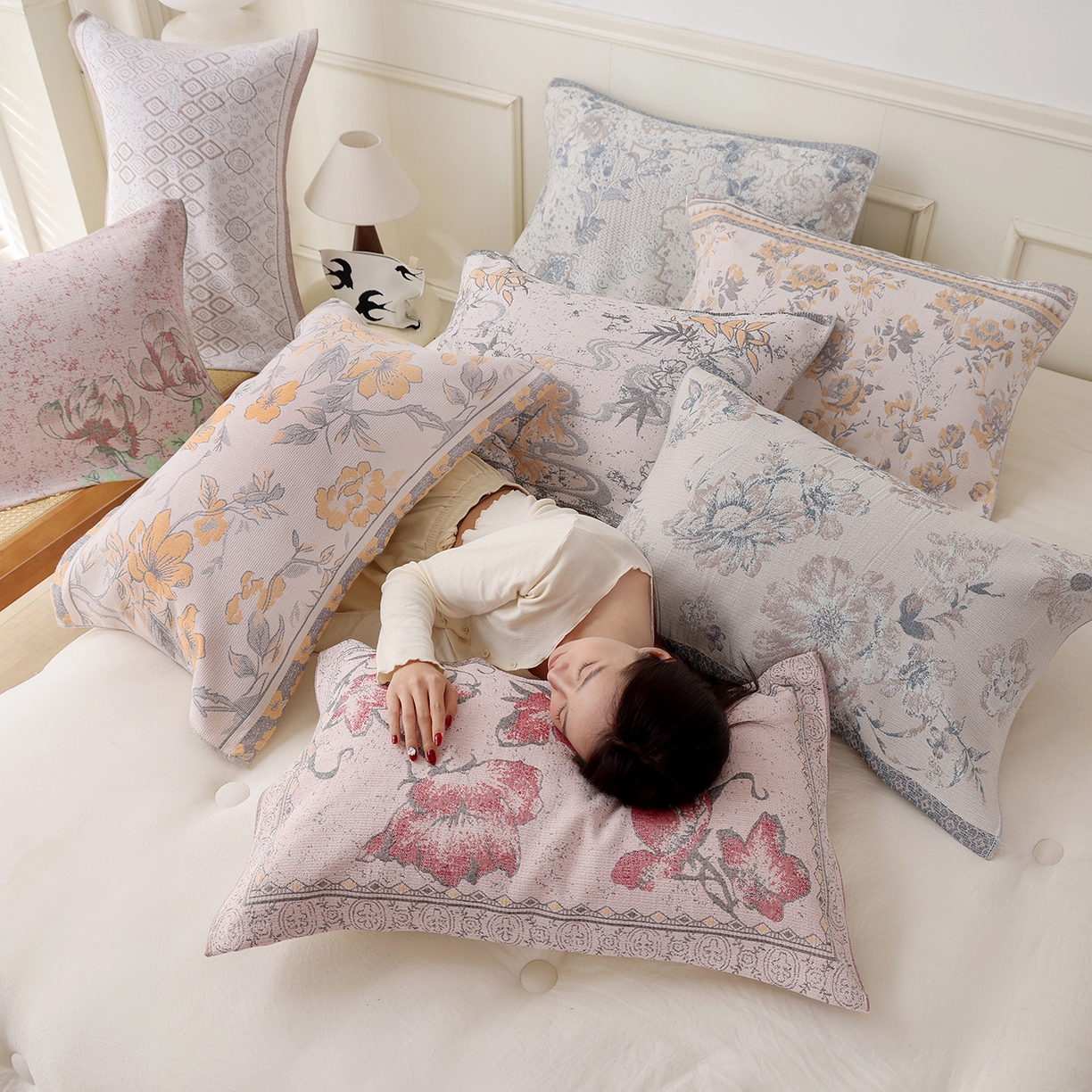 91家纺网 家纺一手货源 找家纺 朴尔家纺-毛巾被 2026新品多彩棉素雅色织提花纯棉纱布枕巾 组合图