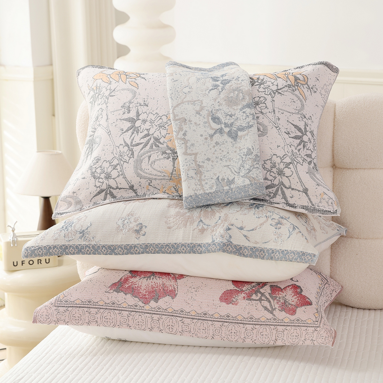 91家纺网 家纺一手货源 找家纺 朴尔家纺-毛巾被 2026新品多彩棉素雅色织提花纯棉纱布枕巾 组合图