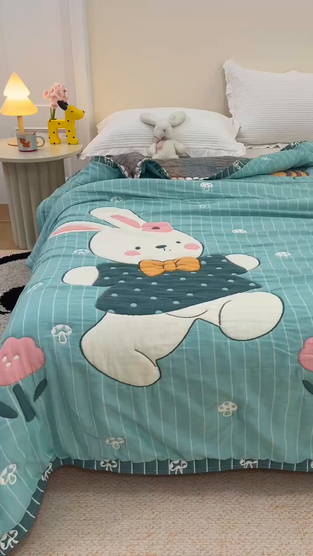 91家纺网 家纺一手货源 找家纺 （总）朴尔家纺-毛巾被 2026新品纯棉云朵棉卡通独版十层加厚纱布泡芙被毛巾被