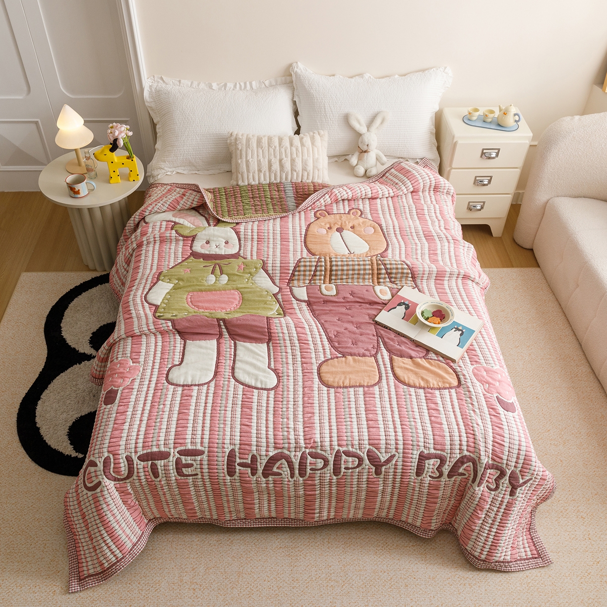 91家纺网 家纺一手货源 找家纺 （总）朴尔家纺-毛巾被 2026新品纯棉云朵棉卡通独版十层加厚纱布泡芙被毛巾被