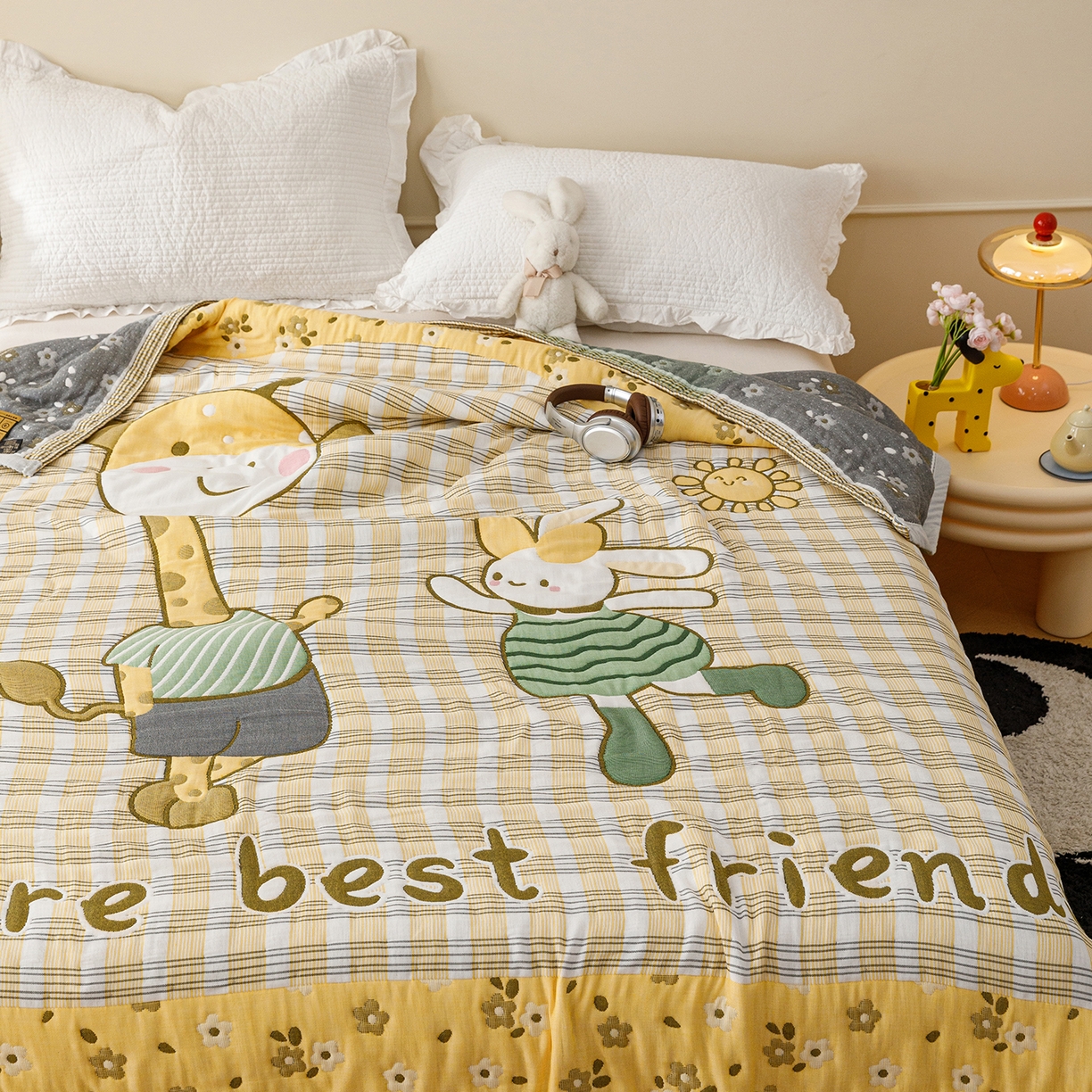 91家纺网 家纺一手货源 找家纺 朴尔家纺-毛巾被 2026新品十层轻肤纯棉云朵棉色织提花纱布泡芙被毛巾被 最佳拍档