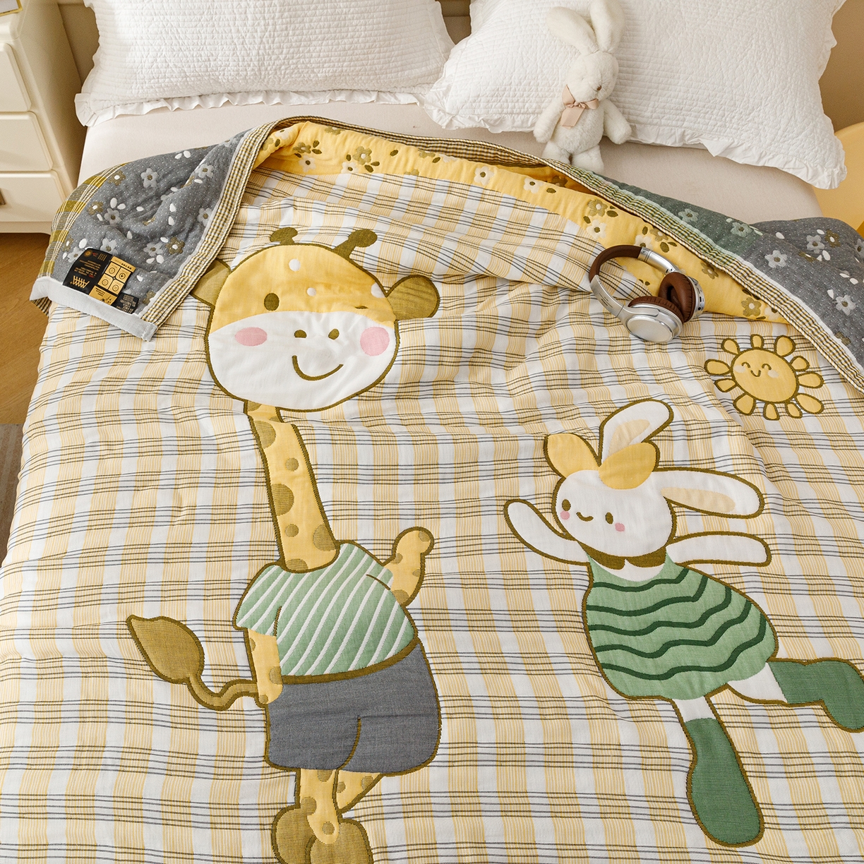 91家纺网 家纺一手货源 找家纺 朴尔家纺-毛巾被 2026新品十层轻肤纯棉云朵棉色织提花纱布泡芙被毛巾被 最佳拍档