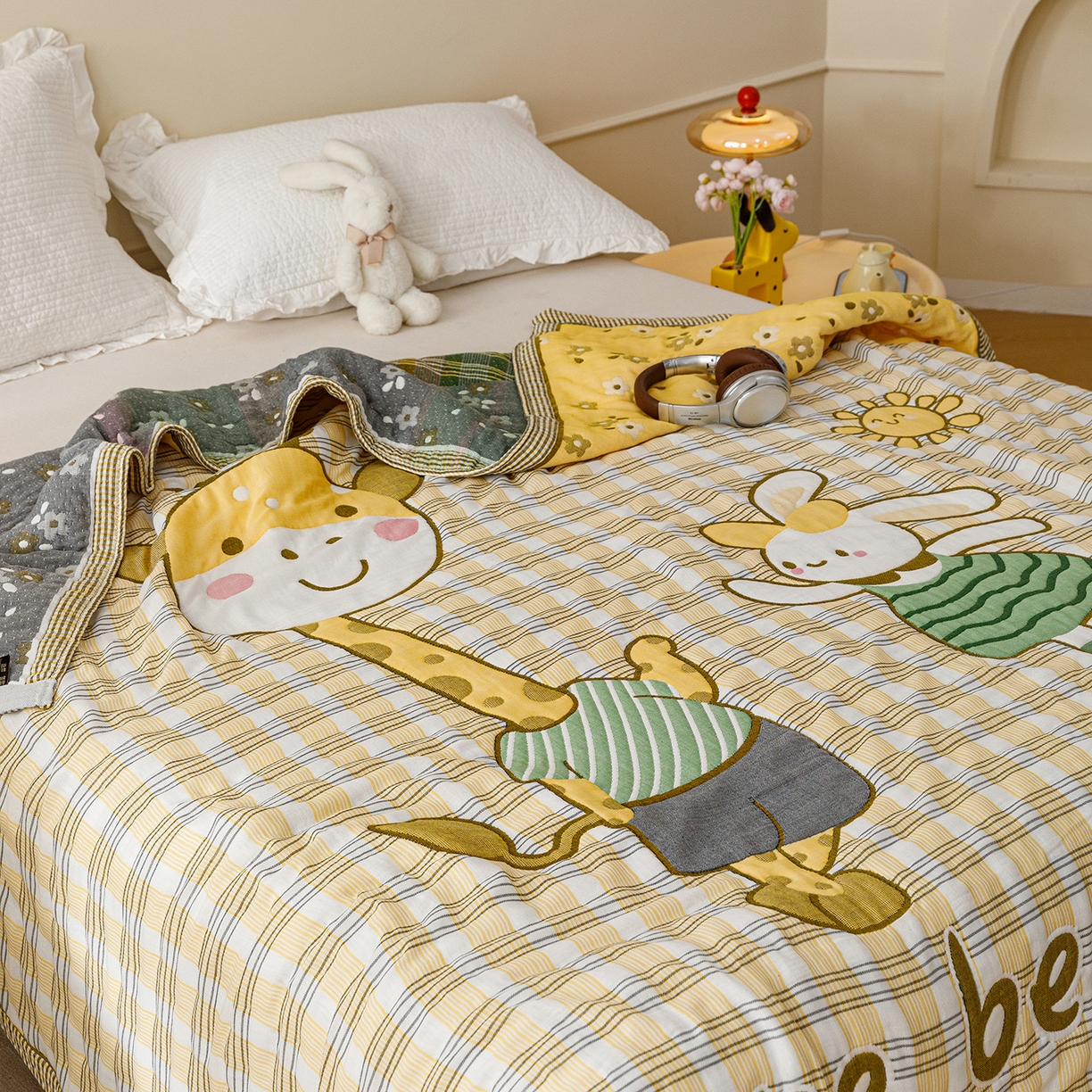 91家纺网 家纺一手货源 找家纺 朴尔家纺-毛巾被 2026新品十层轻肤纯棉云朵棉色织提花纱布泡芙被毛巾被 最佳拍档