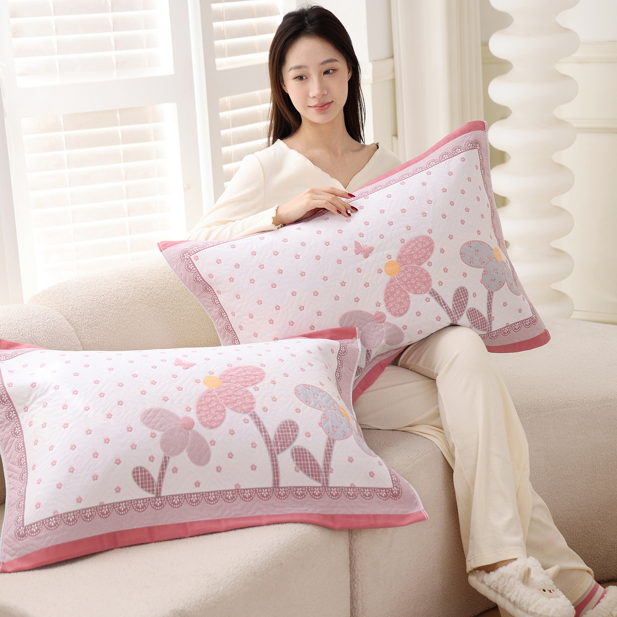 91家纺网 家纺一手货源 找家纺 （总）朴尔家纺-毛巾被 2026新品小清新纯棉色织高密多层纱布枕巾