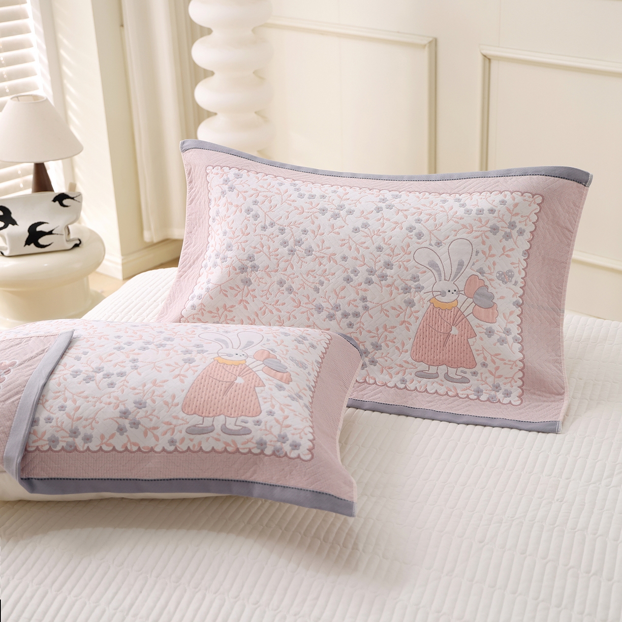 91家纺网 家纺一手货源 找家纺 （总）朴尔家纺-毛巾被 2026新品小清新纯棉色织高密多层纱布枕巾