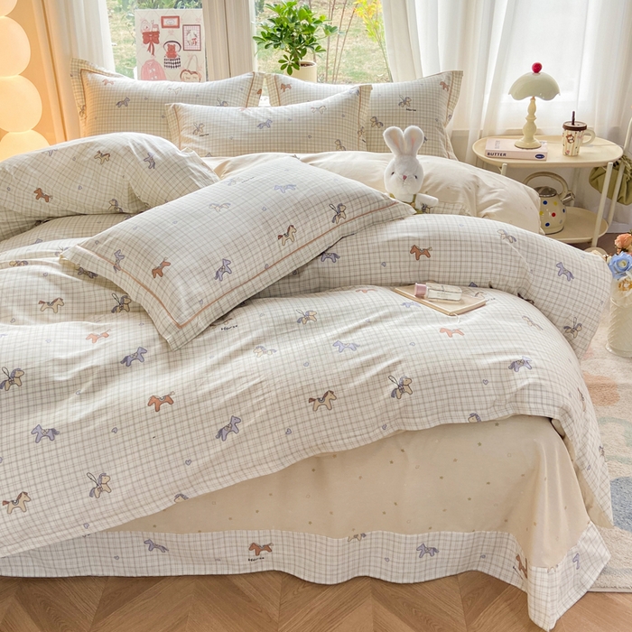 凌鼎 2025新款多规格掉边13070全棉四件套 马到成功