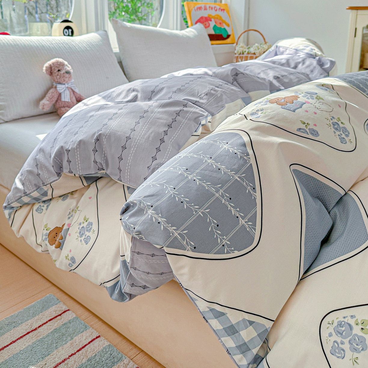 91家纺网 家纺一手货源 找家纺 佳汐蓝家纺 2026新款全棉纯棉加厚13376印花单品被套 被套单件 乐园