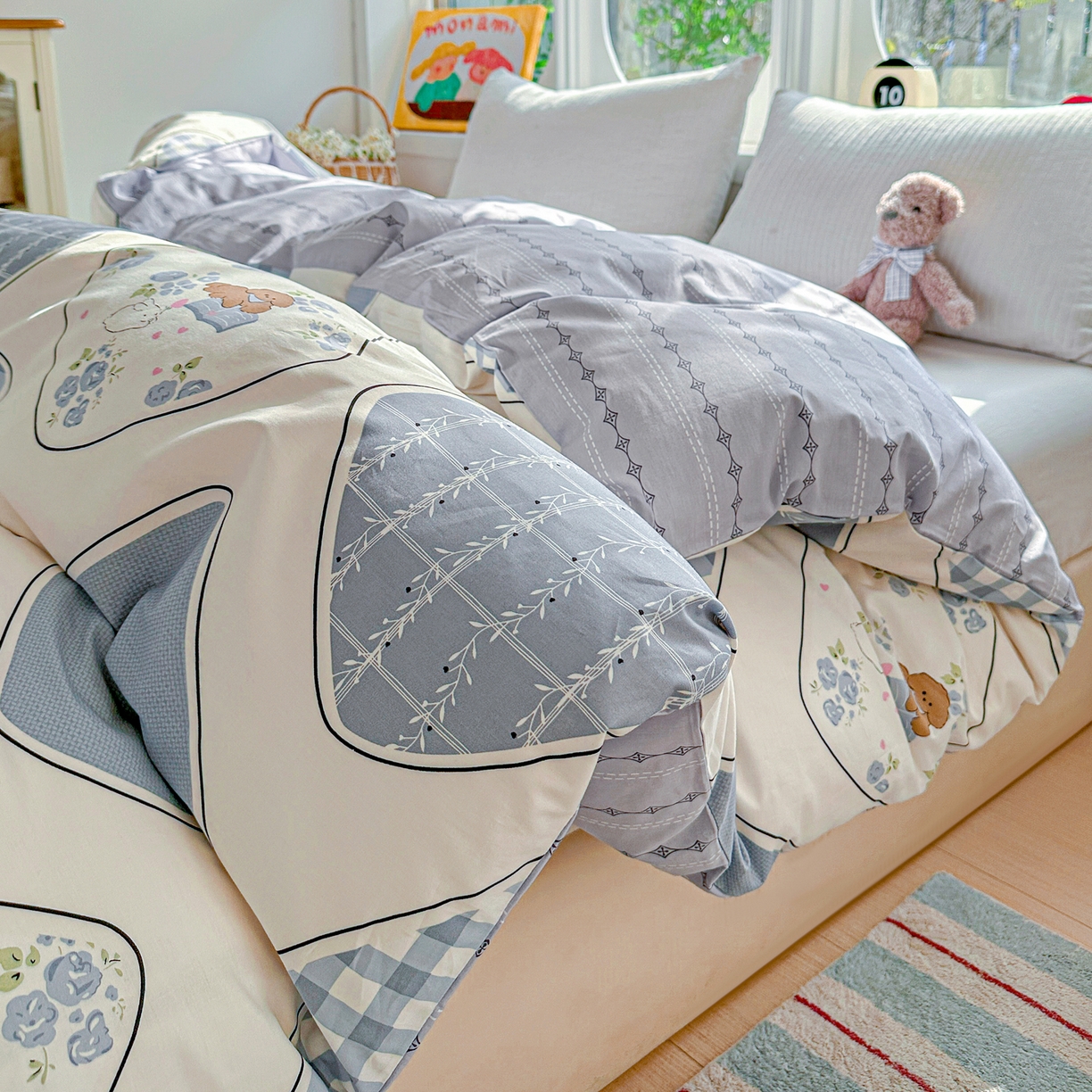 91家纺网 家纺一手货源 找家纺 佳汐蓝家纺 2026新款全棉纯棉加厚13376印花单品被套 被套单件 乐园