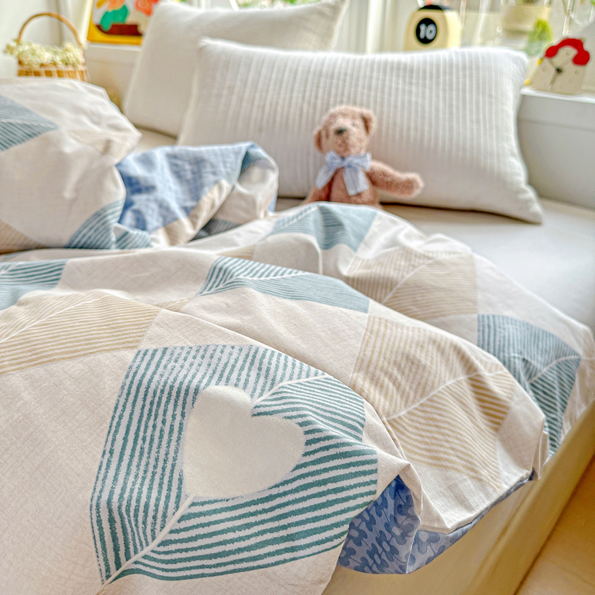 91家纺网 家纺一手货源 找家纺 佳汐蓝家纺 2026新款全棉纯棉加厚13376印花单品被套 被套单件 菱形世界