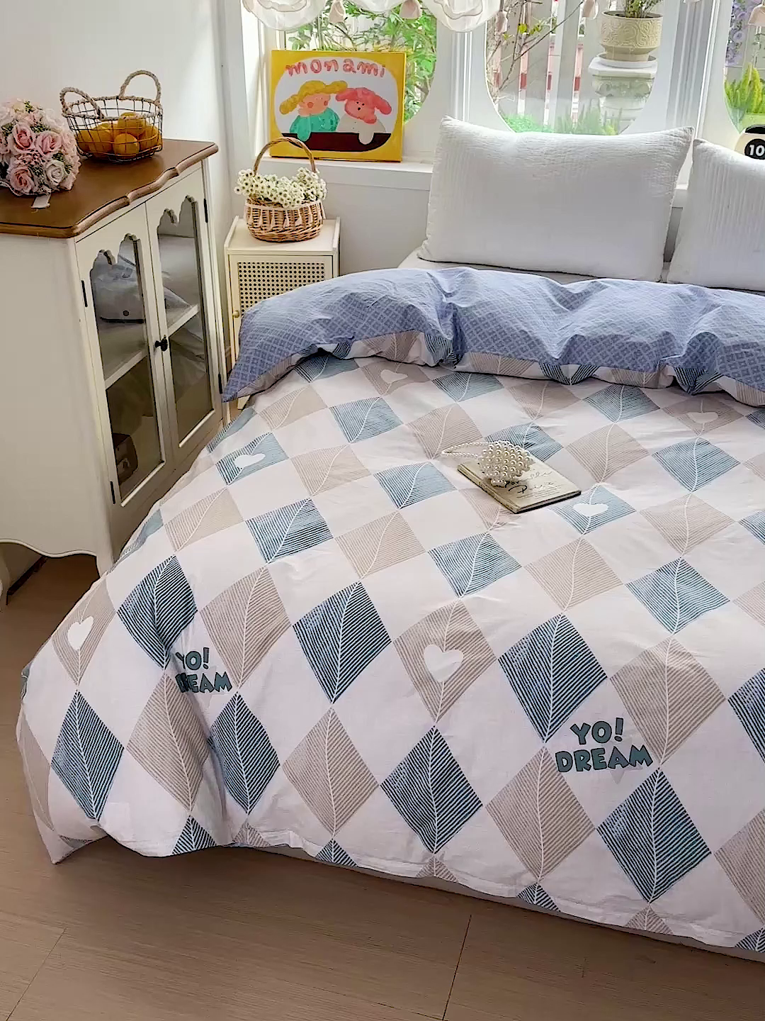 91家纺网 家纺一手货源 找家纺 佳汐蓝家纺 2026新款全棉纯棉加厚13376印花单品被套 被套单件 菱形世界