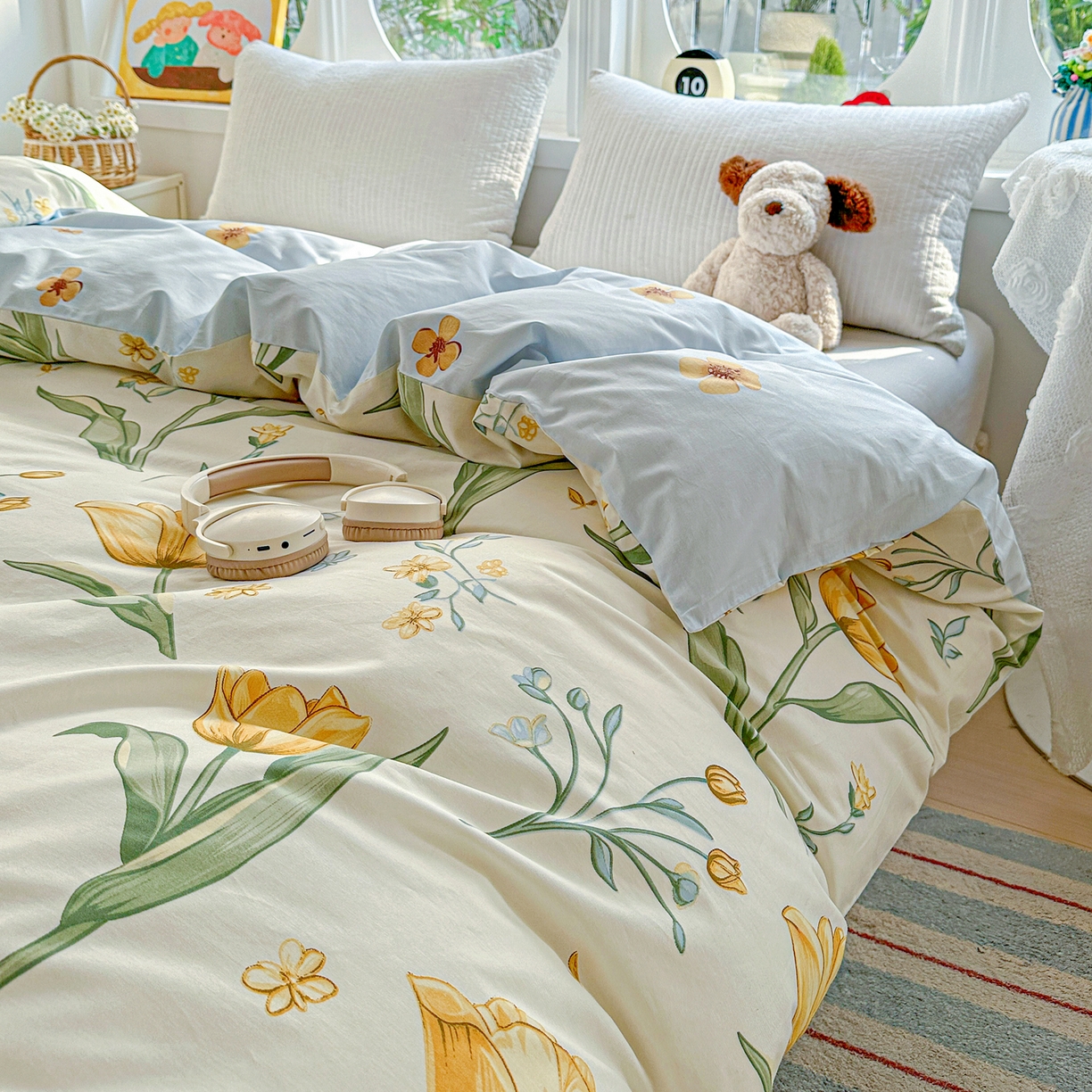 91家纺网 家纺一手货源 找家纺 佳汐蓝家纺 2026新款全棉纯棉加厚13376印花单品被套 被套单件 沐浴暖阳