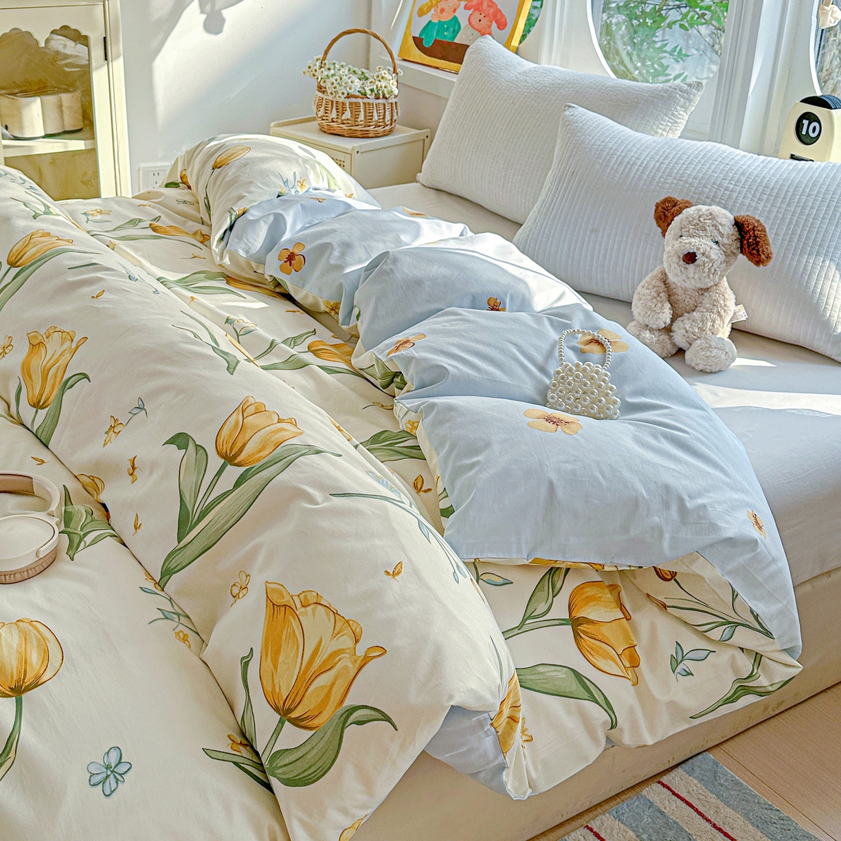 91家纺网 家纺一手货源 找家纺 佳汐蓝家纺 2026新款全棉纯棉加厚13376印花单品被套 被套单件 沐浴暖阳