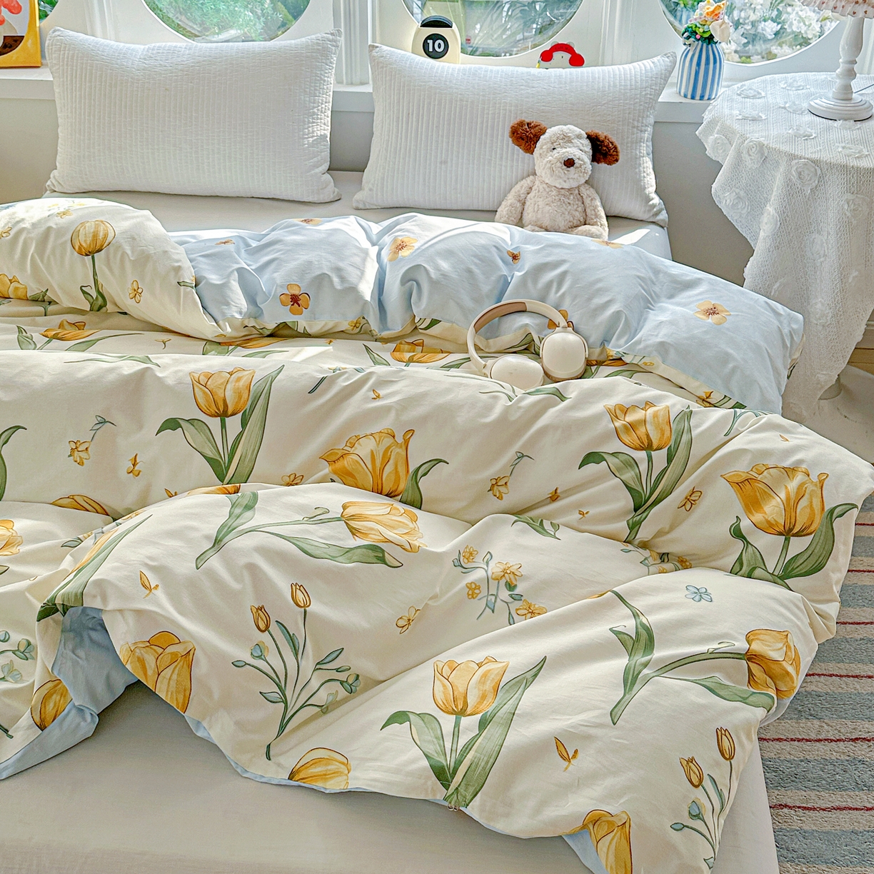 91家纺网 家纺一手货源 找家纺 佳汐蓝家纺 2026新款全棉纯棉加厚13376印花单品被套 被套单件 沐浴暖阳