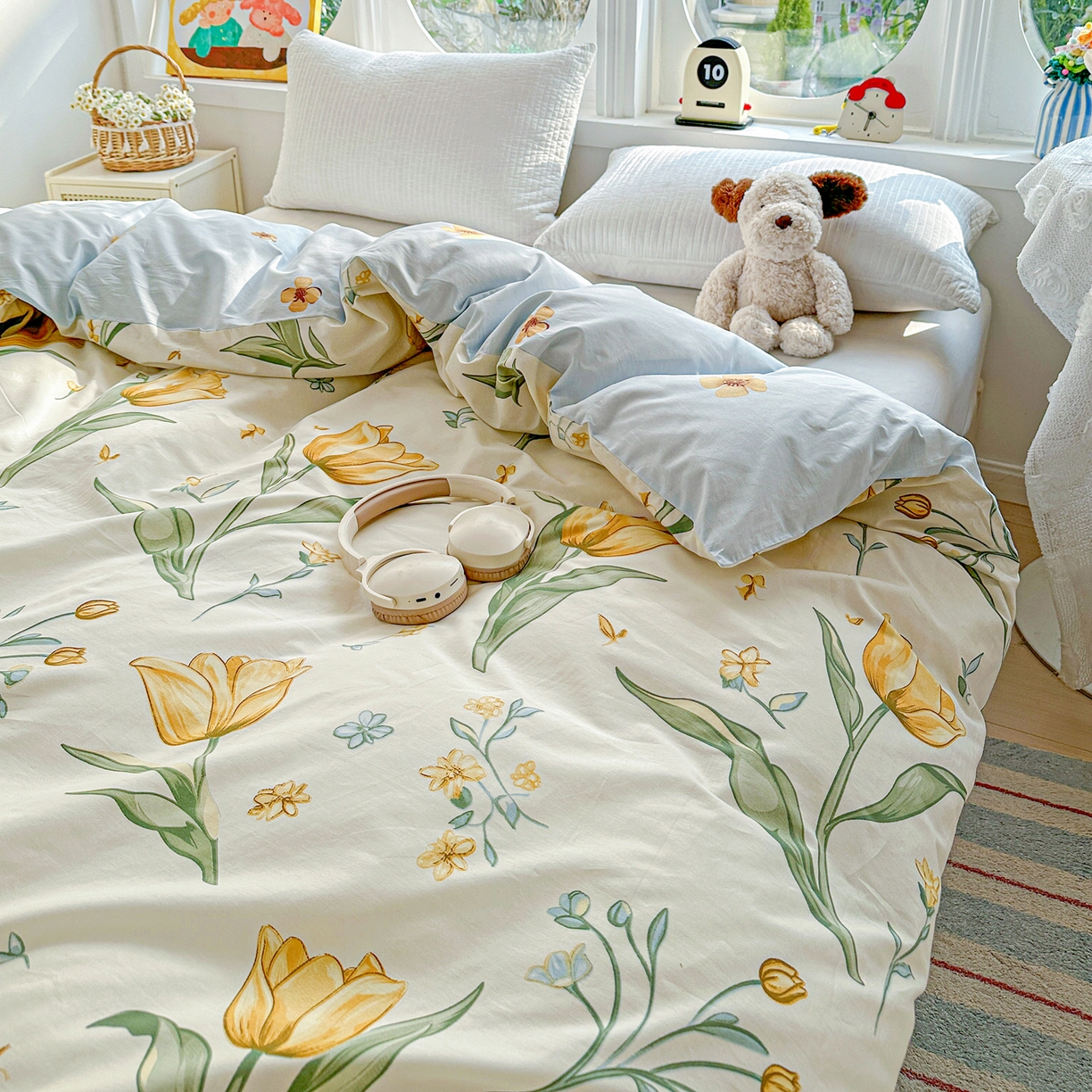 91家纺网 家纺一手货源 找家纺 佳汐蓝家纺 2026新款全棉纯棉加厚13376印花单品被套 被套单件 沐浴暖阳