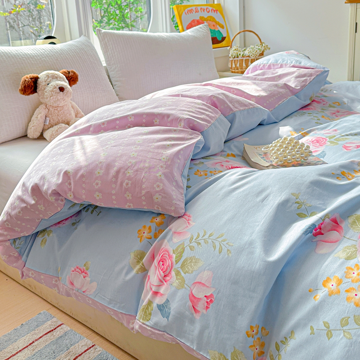 91家纺网 家纺一手货源 找家纺 佳汐蓝家纺 2026新款全棉纯棉加厚13376印花单品被套 被套单件 暮色蔷薇