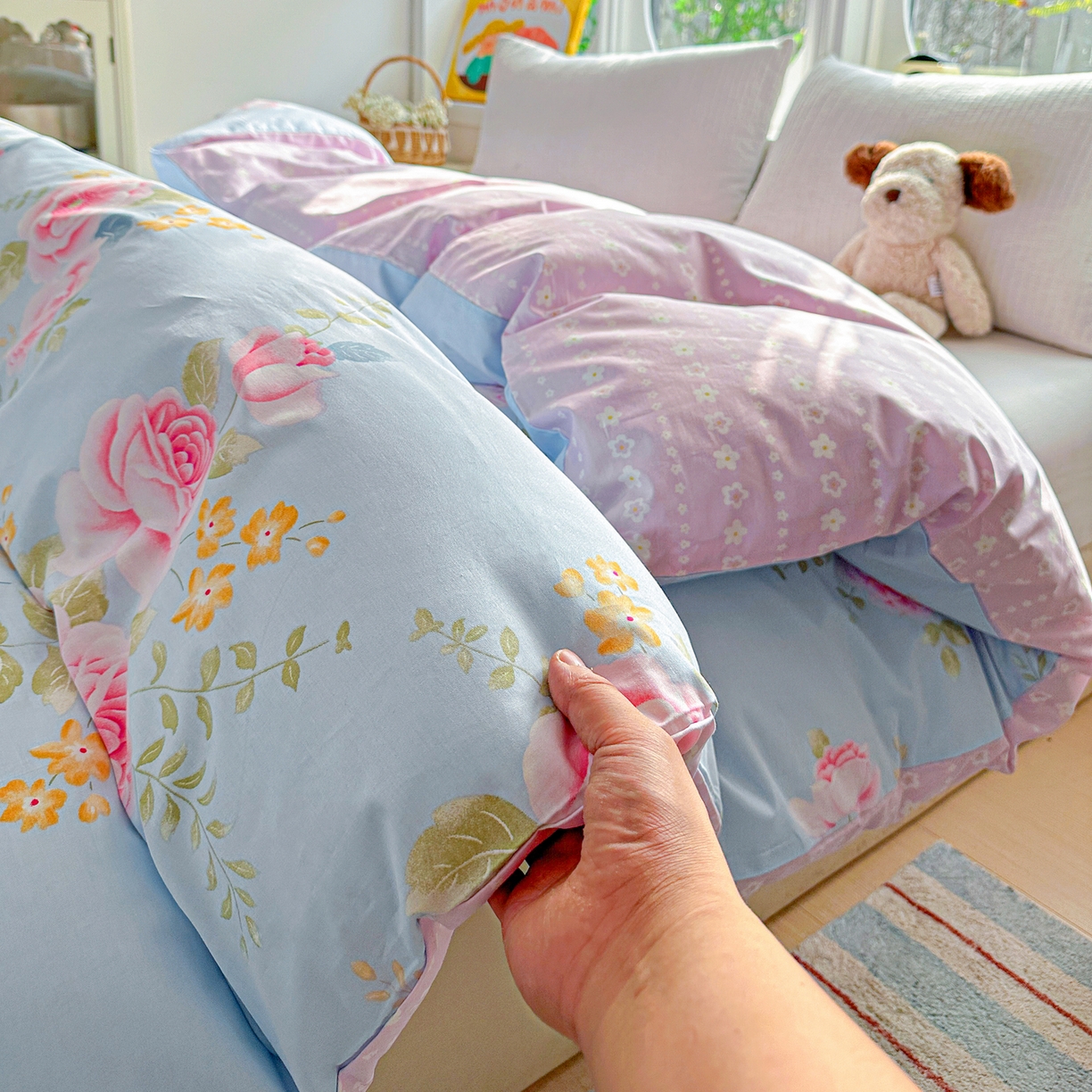 91家纺网 家纺一手货源 找家纺 佳汐蓝家纺 2026新款全棉纯棉加厚13376印花单品被套 被套单件 暮色蔷薇