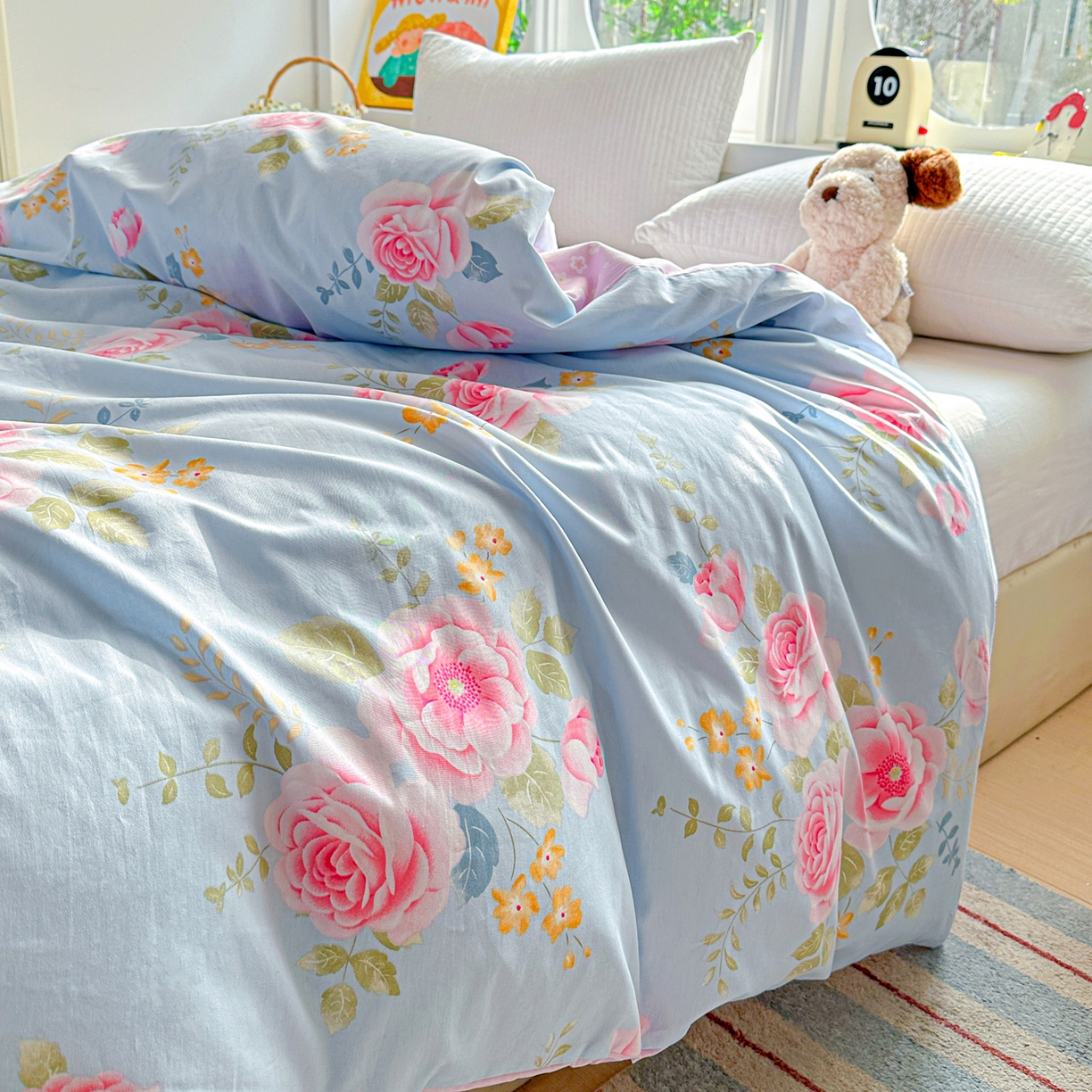 91家纺网 家纺一手货源 找家纺 佳汐蓝家纺 2026新款全棉纯棉加厚13376印花单品被套 被套单件 暮色蔷薇