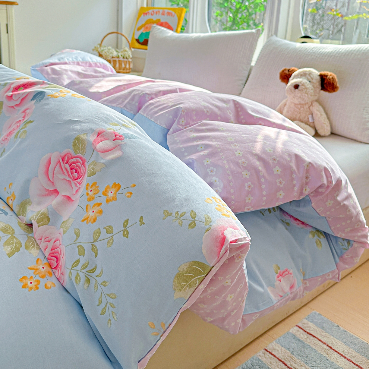 91家纺网 家纺一手货源 找家纺 佳汐蓝家纺 2026新款全棉纯棉加厚13376印花单品被套 被套单件 暮色蔷薇