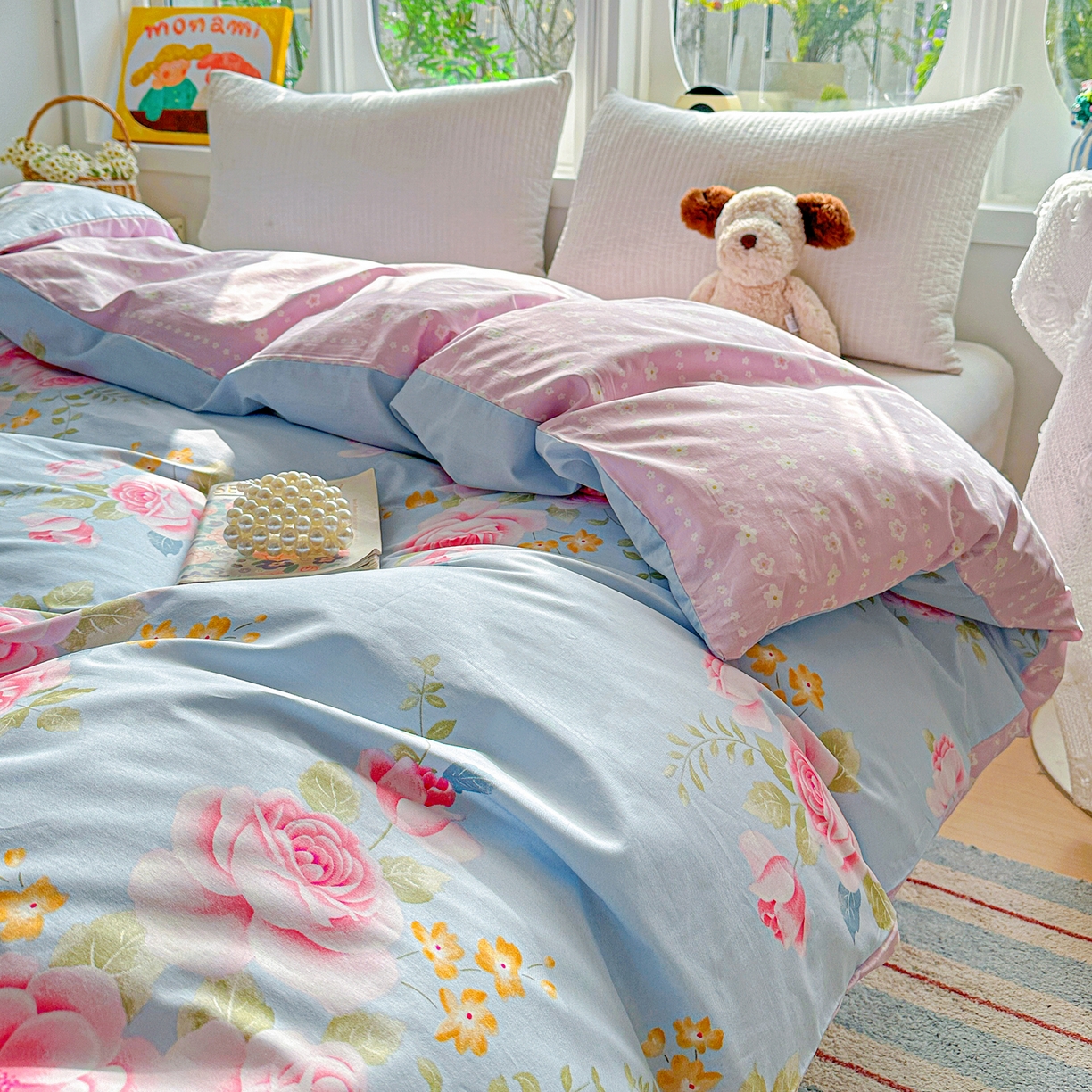 91家纺网 家纺一手货源 找家纺 佳汐蓝家纺 2026新款全棉纯棉加厚13376印花单品被套 被套单件 暮色蔷薇