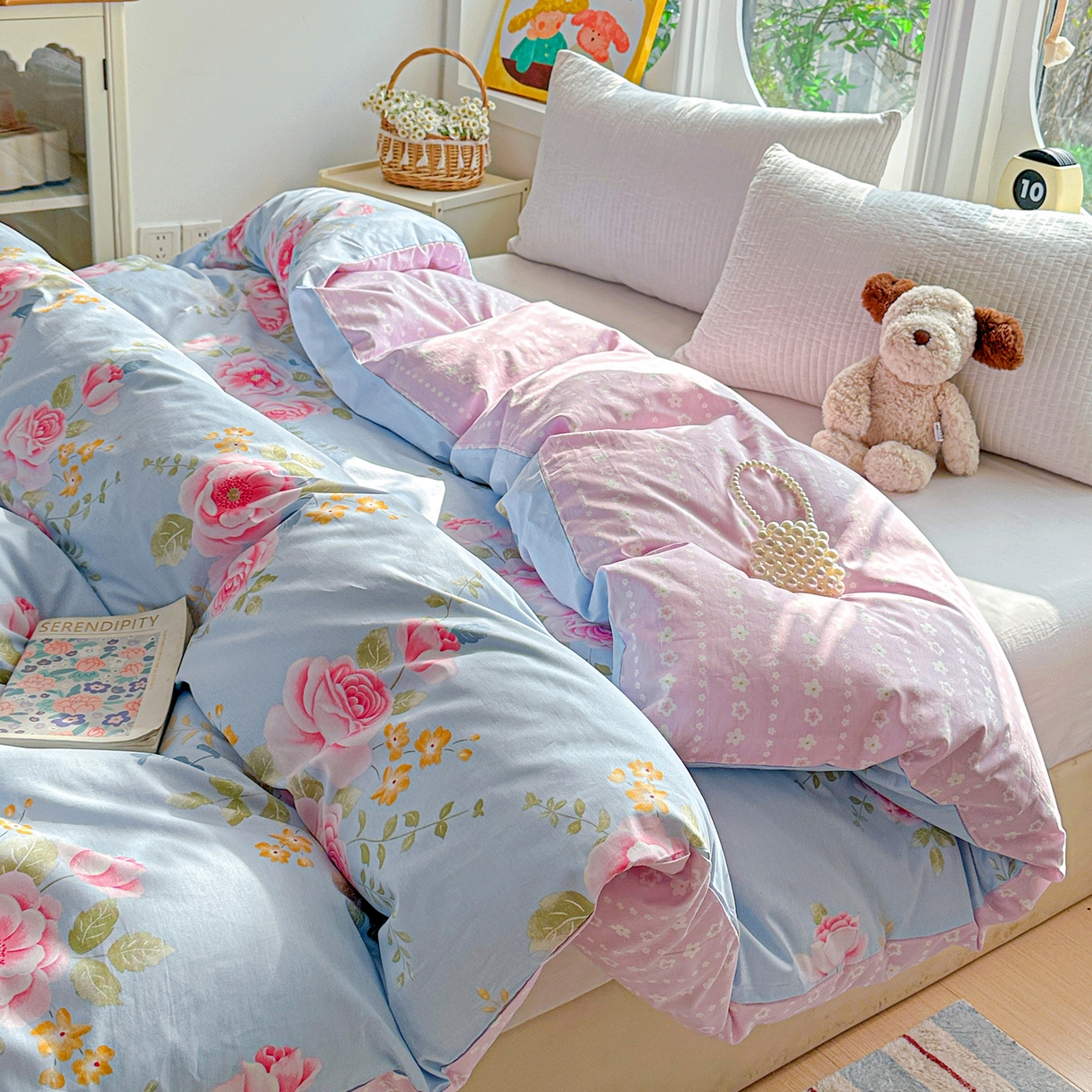 91家纺网 家纺一手货源 找家纺 佳汐蓝家纺 2026新款全棉纯棉加厚13376印花单品被套 被套单件 暮色蔷薇