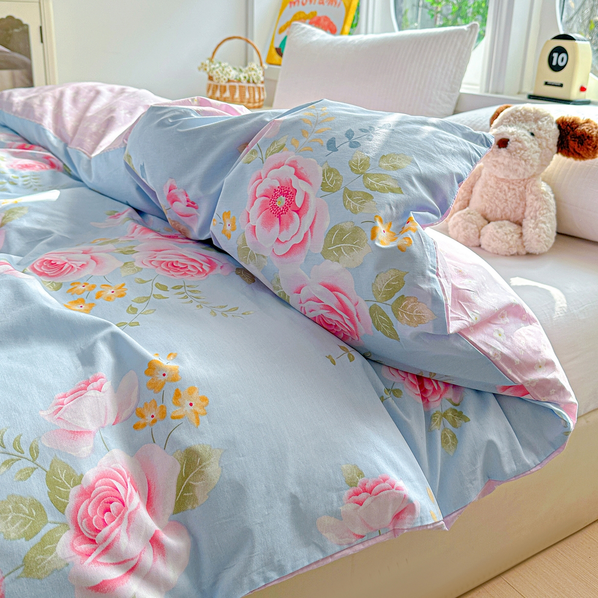 91家纺网 家纺一手货源 找家纺 佳汐蓝家纺 2026新款全棉纯棉加厚13376印花单品被套 被套单件 暮色蔷薇