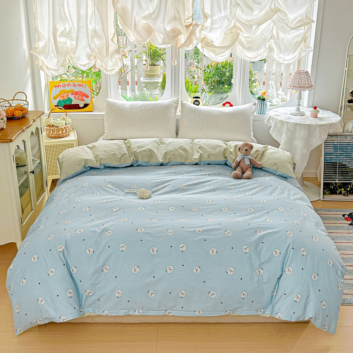 佳汐蓝家纺 2026新款全棉纯棉加厚13376印花单品被套 被套单件 奶油蝴蝶结