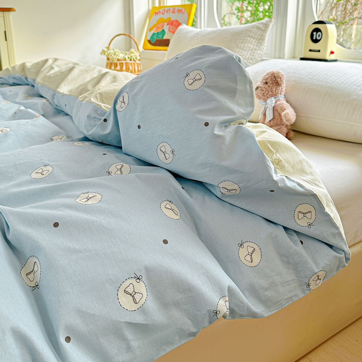 91家纺网 家纺一手货源 找家纺 佳汐蓝家纺 2026新款全棉纯棉加厚13376印花单品被套 被套单件 奶油蝴蝶结