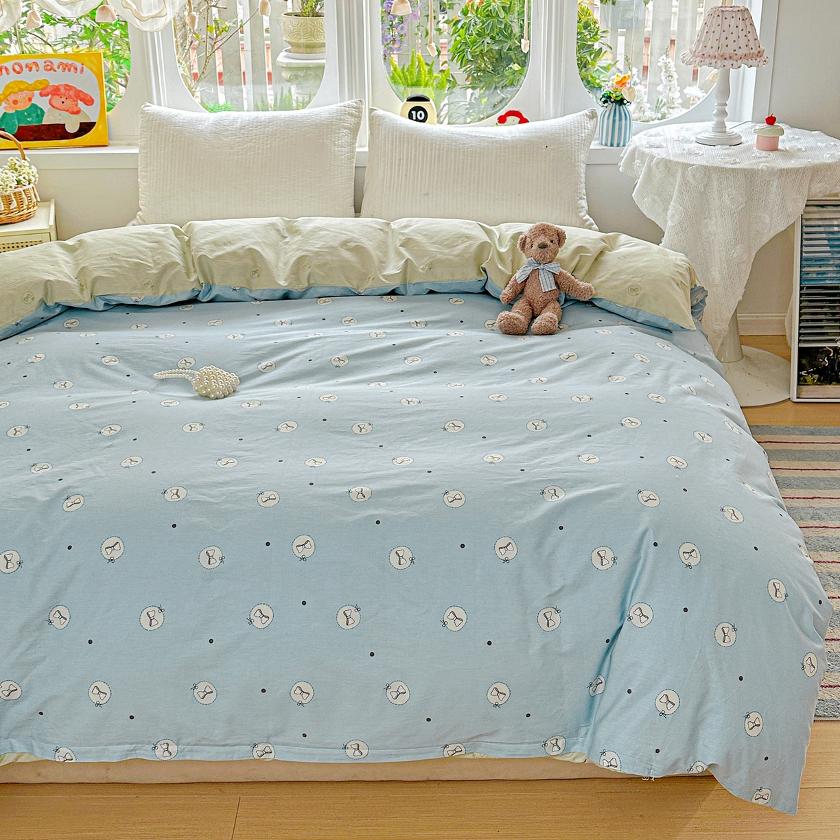 91家纺网 家纺一手货源 找家纺 佳汐蓝家纺 2026新款全棉纯棉加厚13376印花单品被套 被套单件 奶油蝴蝶结